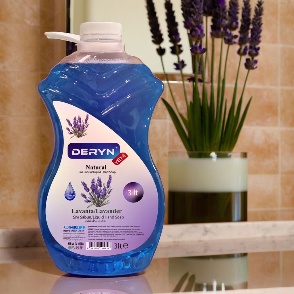 Deryn Lavanta Kokulu Sıvı El Sabunu 3 lt - ekonomik boy, uzun süreli lavanta ferahlığı