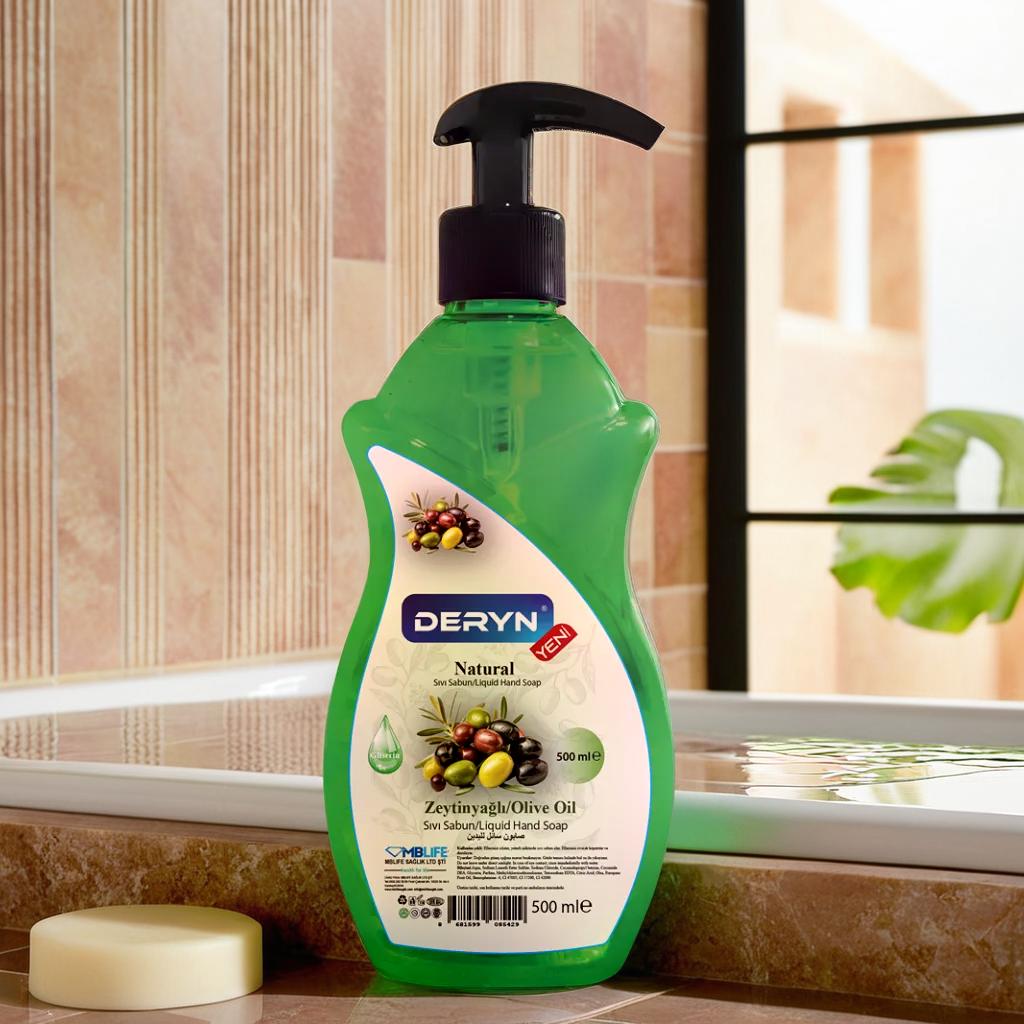 Deryn 500 ml Zeytinyağlı Sıvı Sabun - Günlük Kullanım için Yumuşaklık